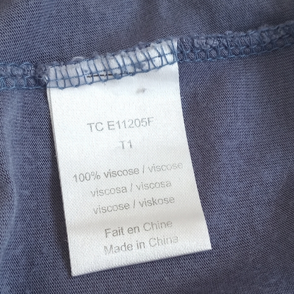 Dusty Blue Distressed T-shirt with Stud Peace Sign - Picture 6 of 7